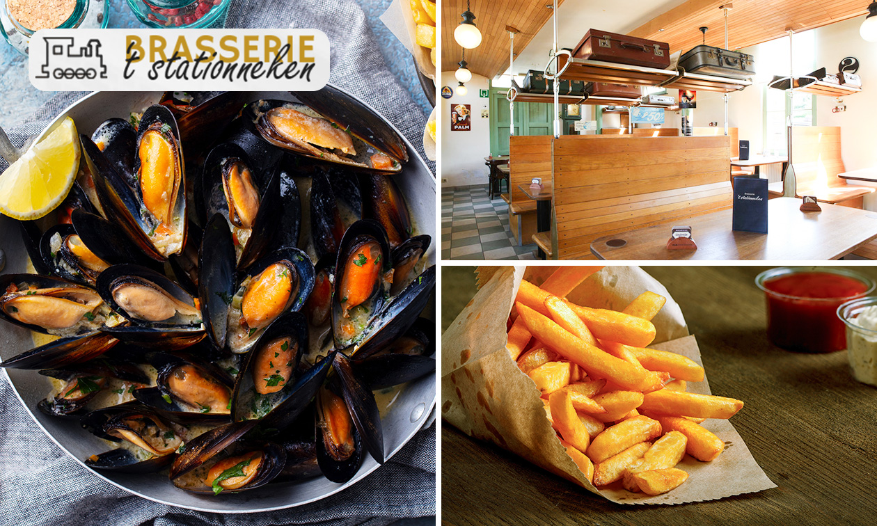 Brasserie 't Stationneken, Mosselen + saus + friet of brood bij