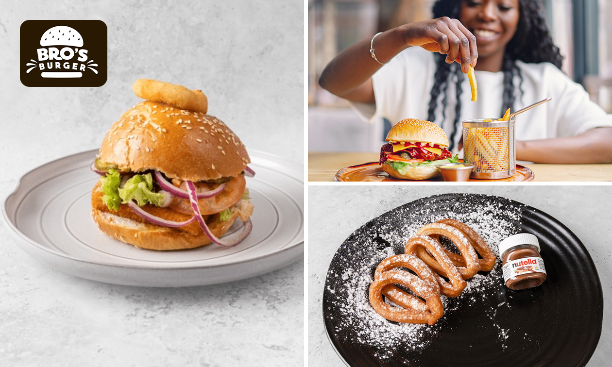 Bro's Burgers, Burger naar keuze + friet + dessert bespaar 36 in